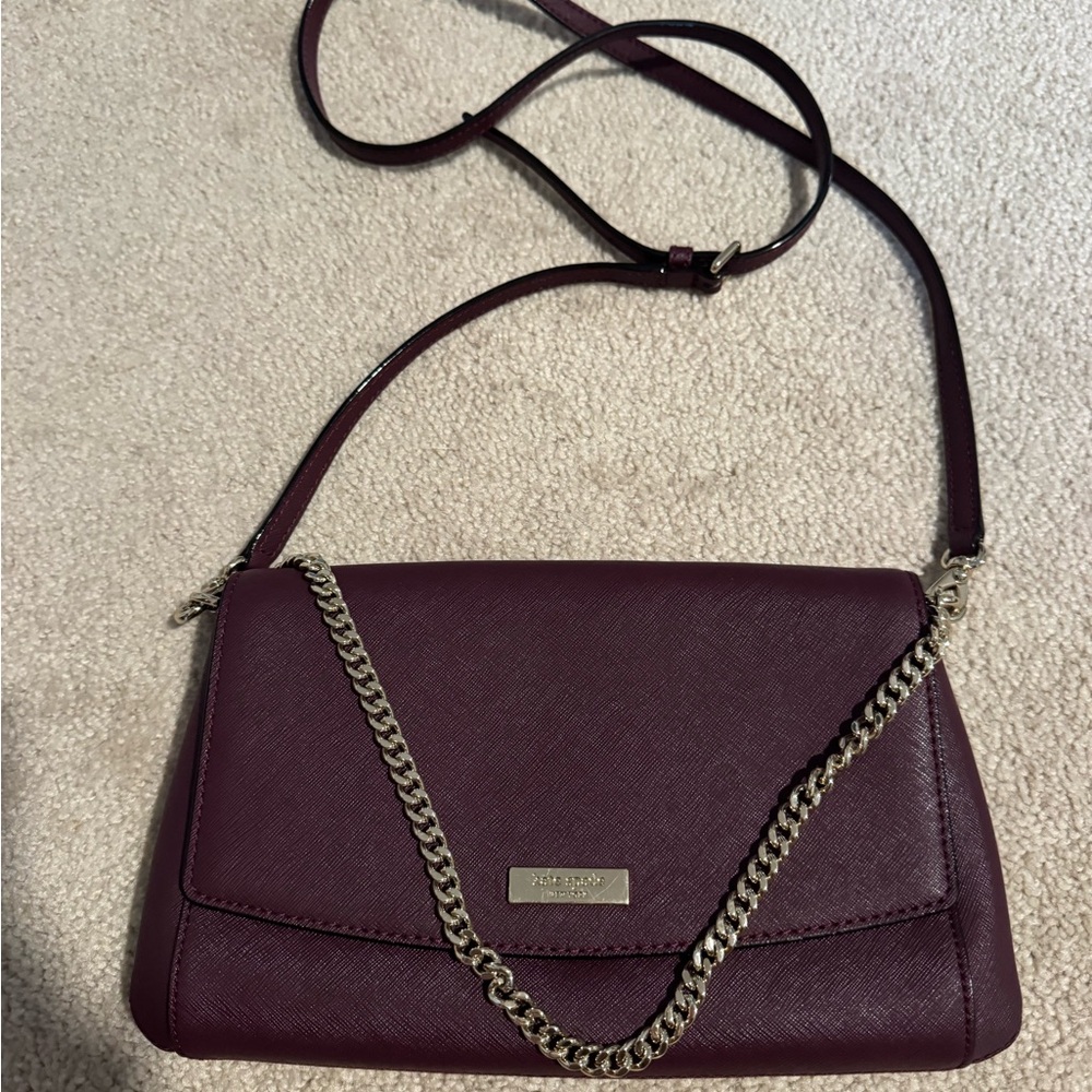 Kate Spade Burgundy Crossbody Bag with Chain Strap